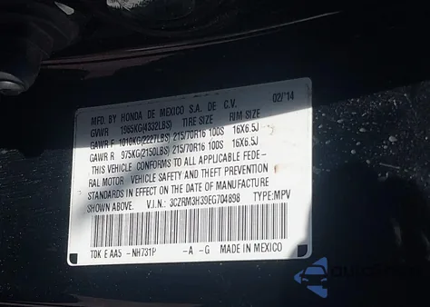 2014 Honda Cr-V Lx z USA, uszkodzony, nr VIN 3CZRM3H39EG704898